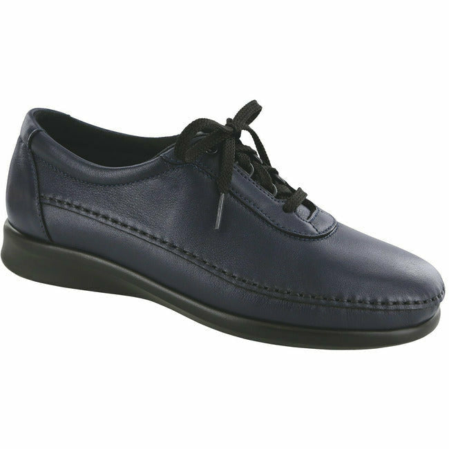 SAS Women's Traveler Lace Up Walking Shoe Navy Leather Made in America SAS FOOTWEAR Roderer Shoe Center