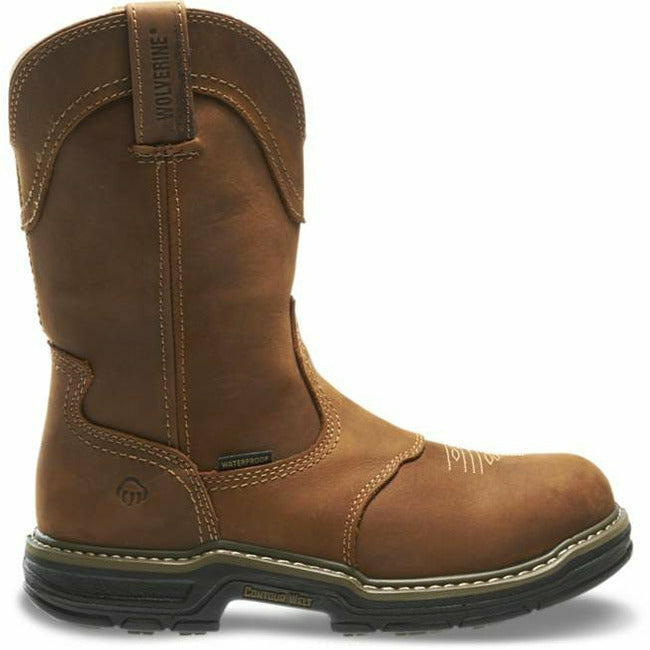 Wolverine Men's Anthem Wellington Waterproof Lug Sole Work Boot Brown WOLVERINE WORLDWIDE FOOTWEAR Roderer Shoe Center