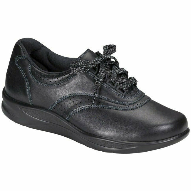 SAS WALK EASY Women's  Comfort Laceup Walking Shoe Black Leather SAS FOOTWEAR Roderer Shoe Center
