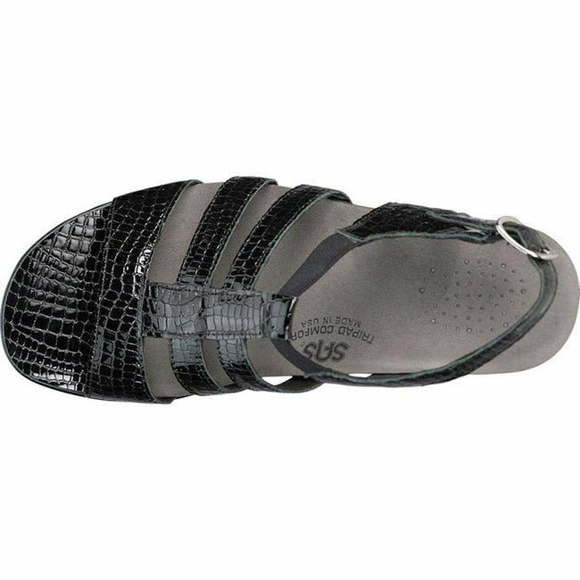 Rig mand sponsoreret Arrangement SAS Allegro Women's Leather Strappy Heeled Sandal Black Croc