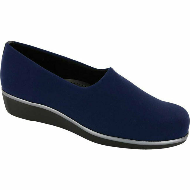 SAS Bliss Women's Casual Wedge Stretch Fabric Slip On Loafer Navy SAS FOOTWEAR Roderer Shoe Center