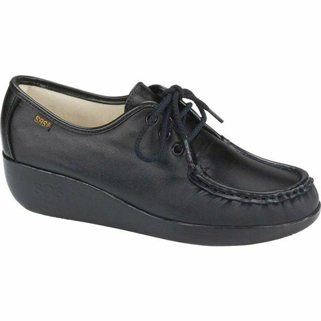 SAS Bounce Women's Comfortable Moc Toe Wedge Black SAS FOOTWEAR Roderer Shoe Center