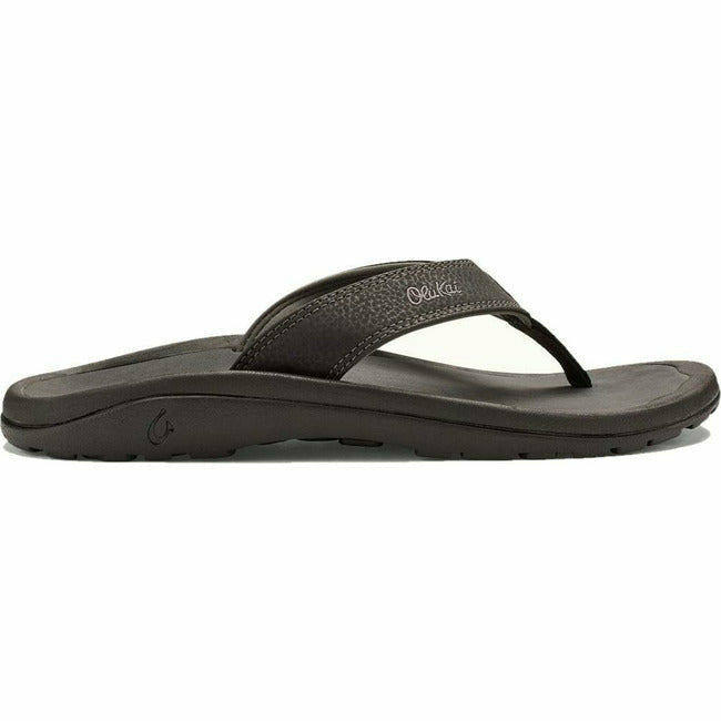 Olukai Men&#39;s Ohana Flip Flop Slip On Sandal Black/Dark Shadow OLUKAI FOOTWEAR Roderer Shoe Center