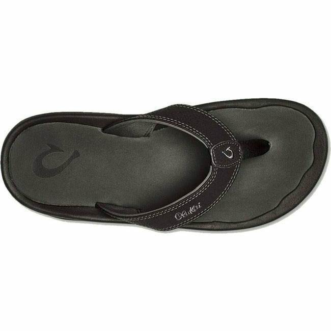 Olukai Men&#39;s Ohana Flip Flop Slip On Sandal Black/Dark Shadow OLUKAI FOOTWEAR Roderer Shoe Center