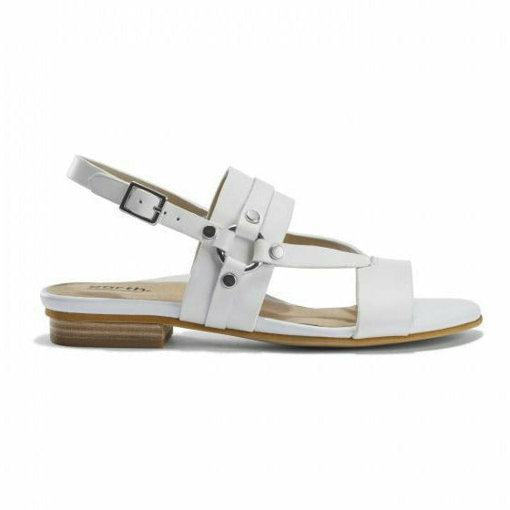 Earth Women's Mykonos Delos White Leather Sandal Arch Support  EARTH FOOTWEAR Roderer Shoe Center