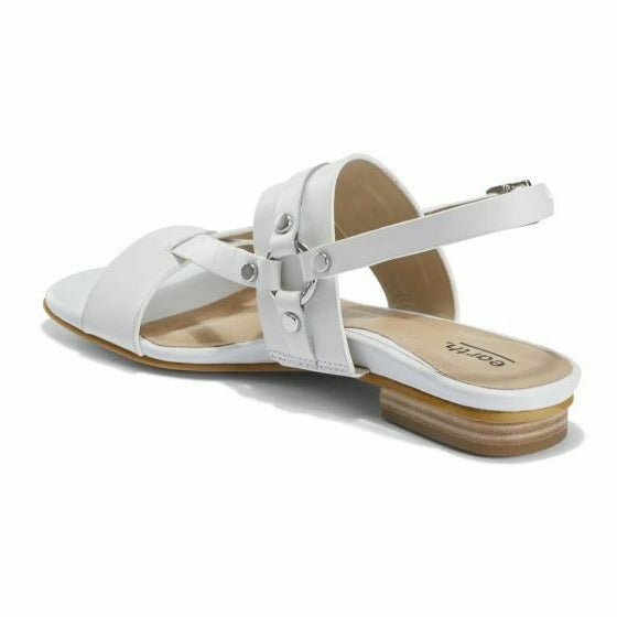 Earth Women's Mykonos Delos White Leather Sandal Arch Support  EARTH FOOTWEAR Roderer Shoe Center