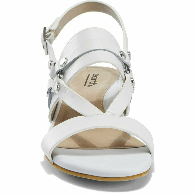 Earth Women's Mykonos Delos White Leather Sandal Arch Support  EARTH FOOTWEAR Roderer Shoe Center