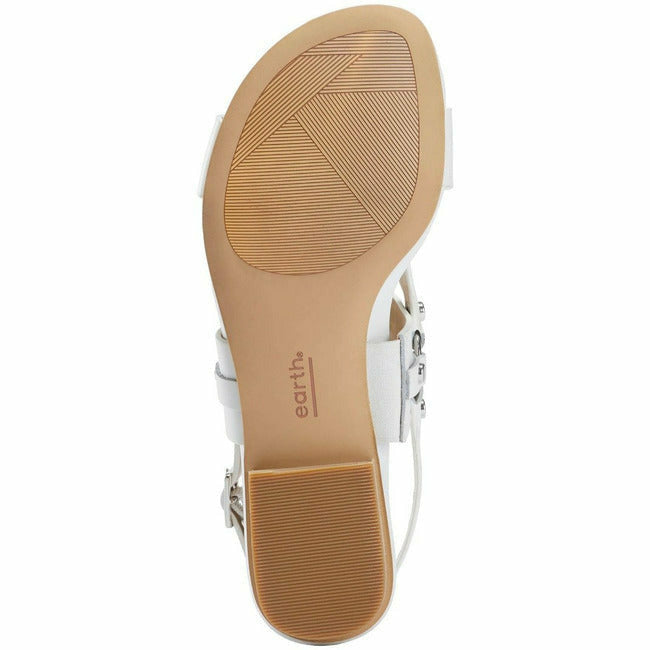 Earth Women's Mykonos Delos White Leather Sandal Arch Support  EARTH FOOTWEAR Roderer Shoe Center