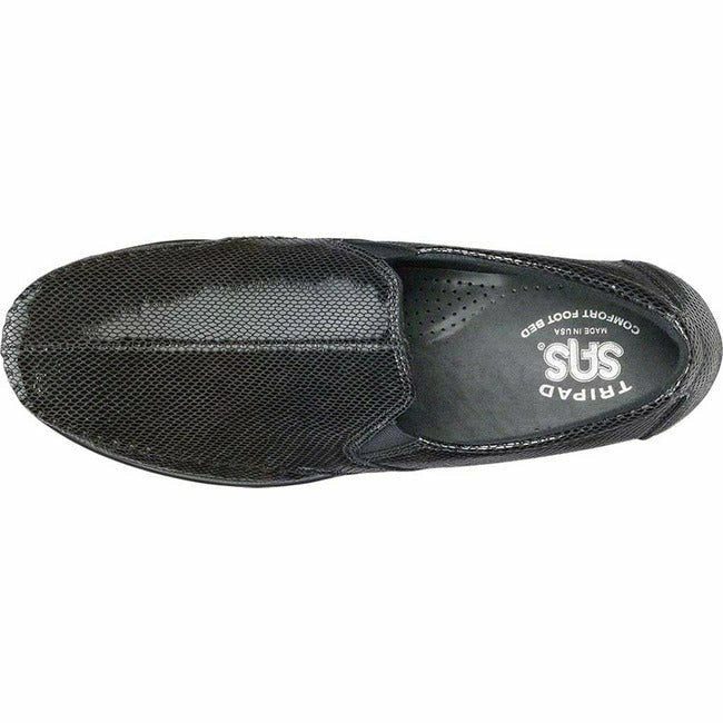 SAS Dream Women's Slip On Loafer Moc Black Snake Leather SAS FOOTWEAR Roderer Shoe Center