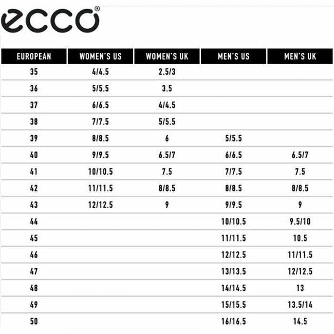 Ecco chart shop size