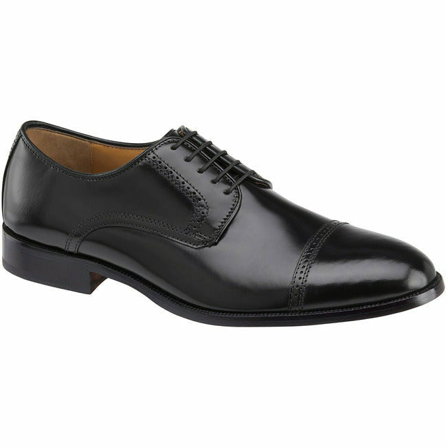 Johnston & Murphy Men's Bradford Cap Toe Dress Shoe Black Brush-off Leather 15-1771