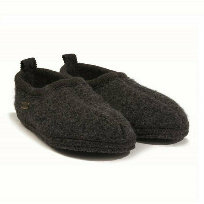 Haflinger Freddie Adult Unisex Boiled Wool Slipper Charcoal HAFLINGER FOOTWEAR Roderer Shoe Center