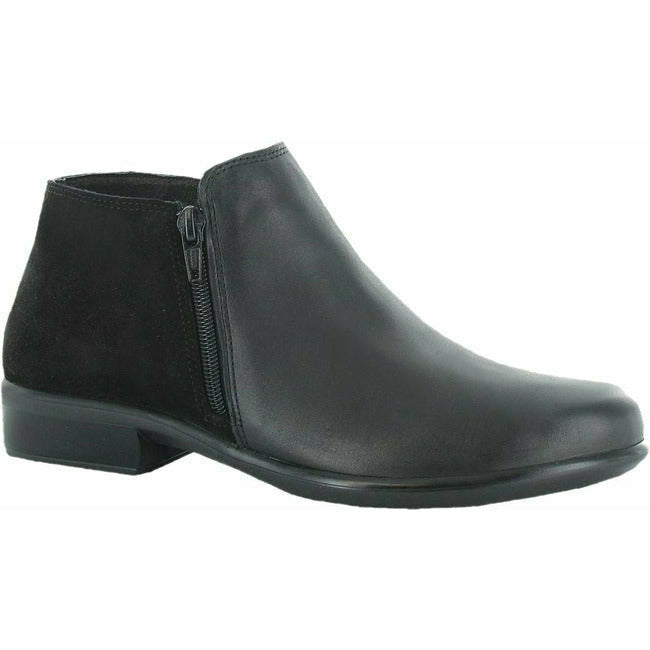 Naot Women's Padded Double Zippers Ankle Boot Black/Black Leather NAOT FOOTWEAR Roderer Shoe Center