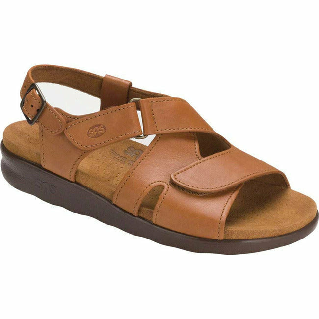 SAS Huggy Women's Adjustable Cross Strap Sandal Caramel Leather SAS FOOTWEAR Roderer Shoe Center