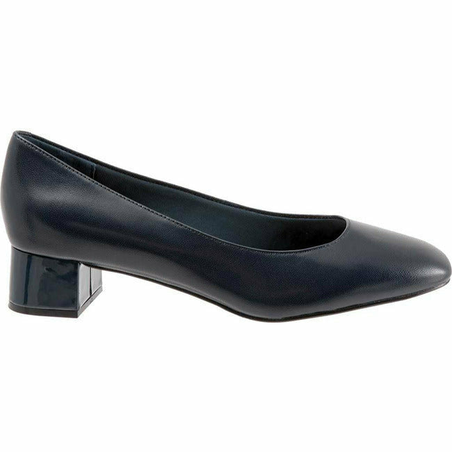 Trotters Women's Lola Cushioned Footbed Pump Navy Leather TROTTERS FOOTWEAR Roderer Shoe Center