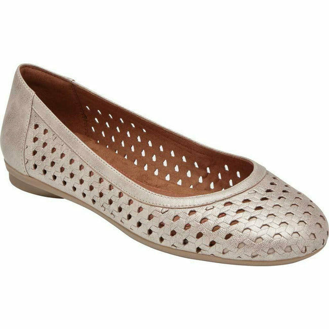 Rockport Women's Cobb Hill Maiika Ballet Flat Mettalic Leather