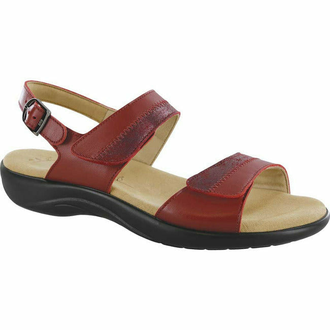 SAS Nudu Women's Ankle Strap Adjustable Sandal Ruby Cabernet Leather SAS FOOTWEAR Roderer Shoe Center