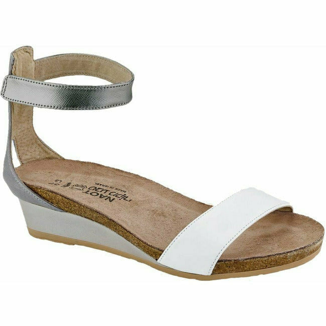 Naot Women's Pixie Dress Casual Sandal Wht/Slate/Silver Leather  NAOT FOOTWEAR Roderer Shoe Center
