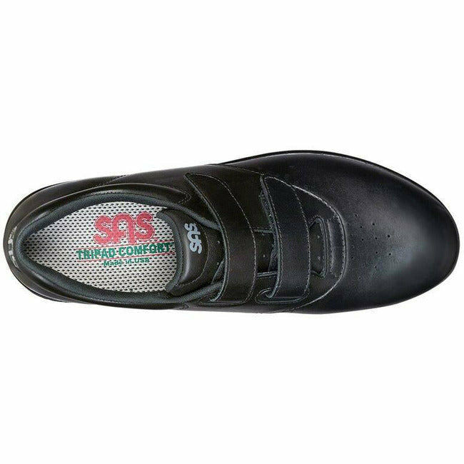 SAS ME TOO women&#39;s double velcro comfort walking shoe Black Leather
 SAS FOOTWEAR Roderer Shoe Center
