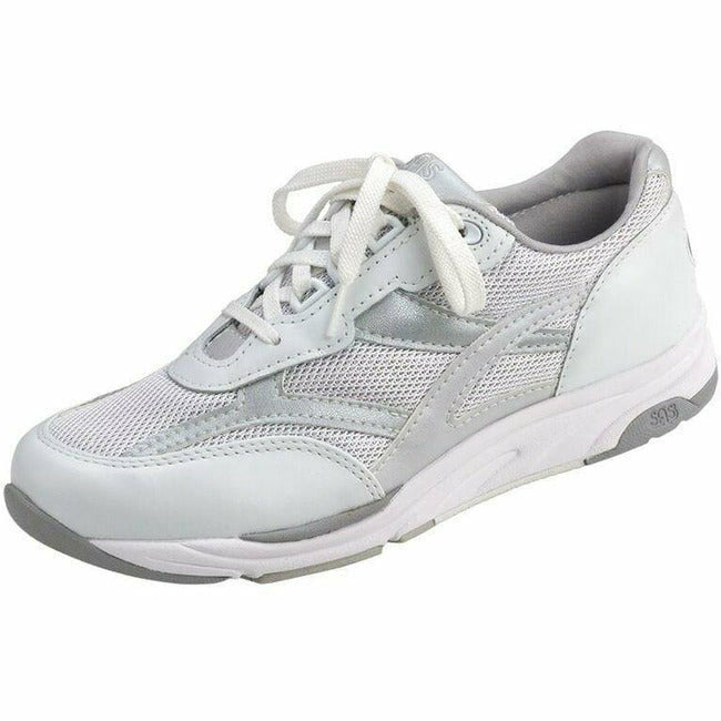 SAS women&#39;s Tour Mesh White Silver walking comfort laceup sneaker SAS FOOTWEAR Roderer Shoe Center