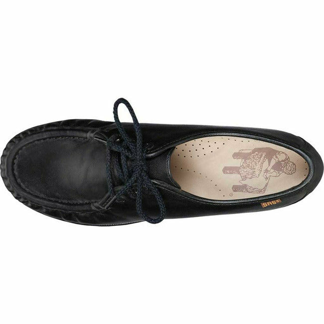 SAS Women&#39;s Siesta Lace Up Cushioned Padded Arch Black   SAS FOOTWEAR Roderer Shoe Center