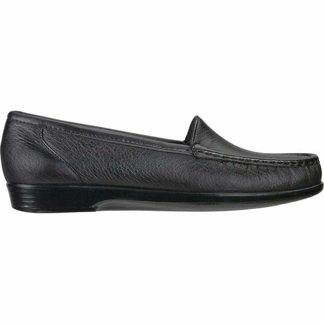 SAS women&#39;s Simplify slip on moc toe loafer shoe Black Leather SAS FOOTWEAR Roderer Shoe Center