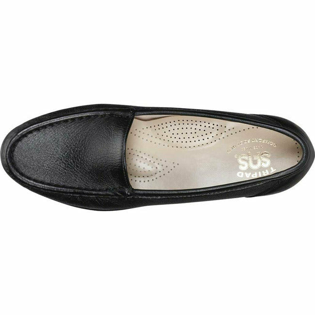 SAS women&#39;s Simplify slip on moc toe loafer shoe Black Leather SAS FOOTWEAR Roderer Shoe Center