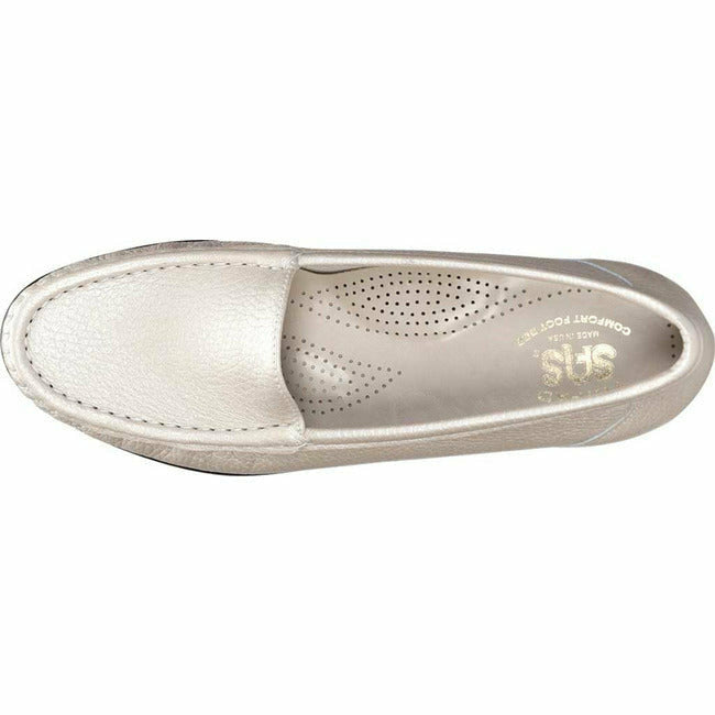 SAS women&#39;s Simplify slip on moc toe loafer shoe Pearl Bone Leather SAS FOOTWEAR Roderer Shoe Center