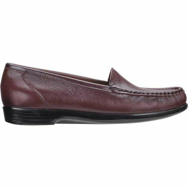 SAS women's Simplify slip on moc toe loafer shoe Antique Wine Leather SAS FOOTWEAR Roderer Shoe Center