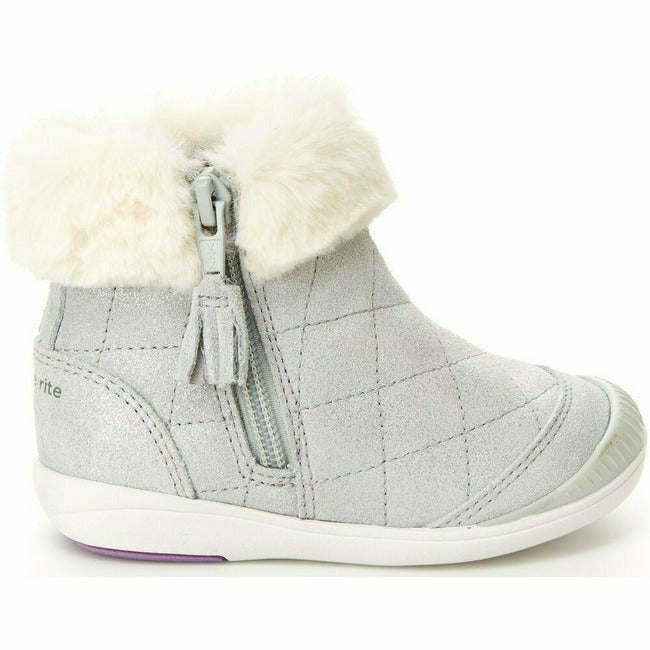 Stride Rite Chloe Cozy Flexible Boot Silver STRIDE RITE FOOTWEAR Roderer Shoe Center