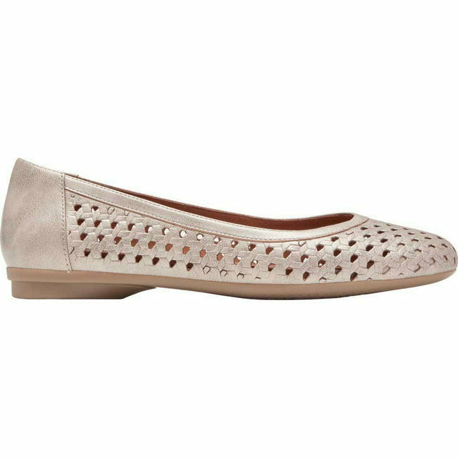 Rockport Women's Cobb Hill Maiika Ballet Flat Mettalic Leather