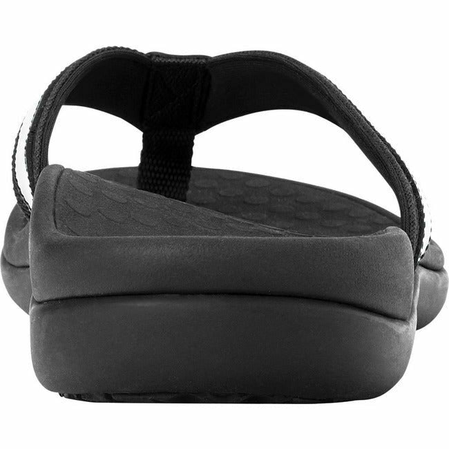 Vionic Women's Tide II Flip Flop Thong Sandal Black Leather VIONIC FOOTWEAR Roderer Shoe Center