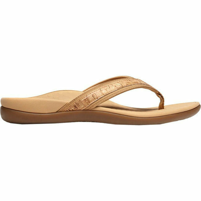 Vionic Women's Tide II Flip Flop Thong Sandal Gold Cork VIONIC FOOTWEAR Roderer Shoe Center