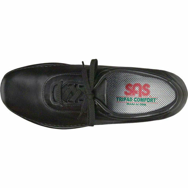 SAS Women's Traveler Laceup Walking Shoe Black Leather Made in America SAS FOOTWEAR Roderer Shoe Center
