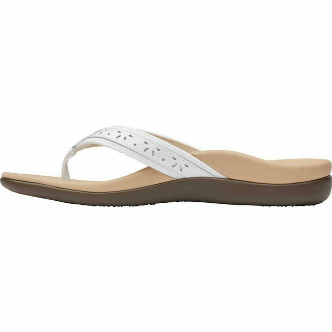 Vionic Women's Casandra Flip Flop Thong Sandal White Leather VIONIC FOOTWEAR Roderer Shoe Center
