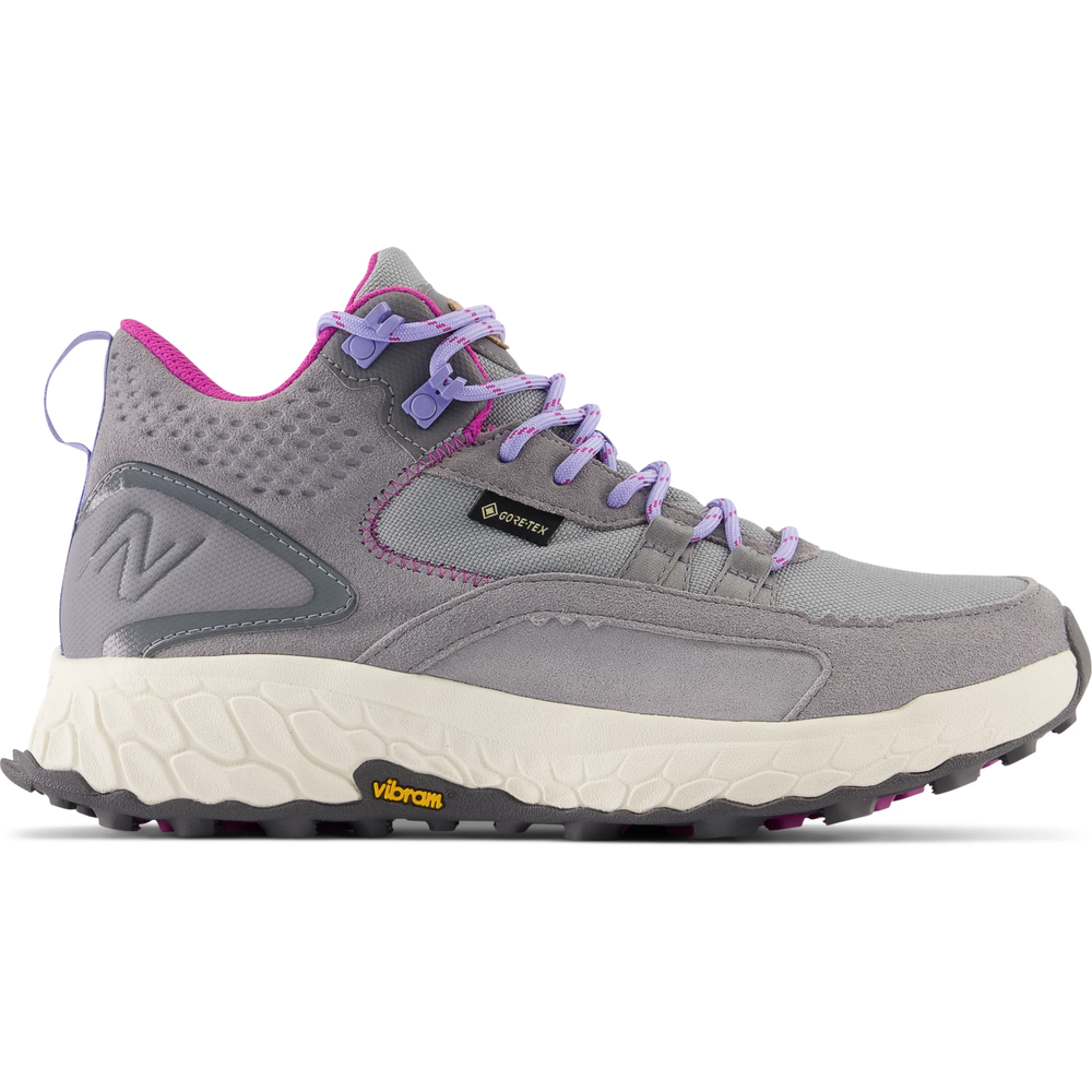Side of New Balance Women's Fresh Foam X Hierro Mid GTX Hiking Boot in Silver