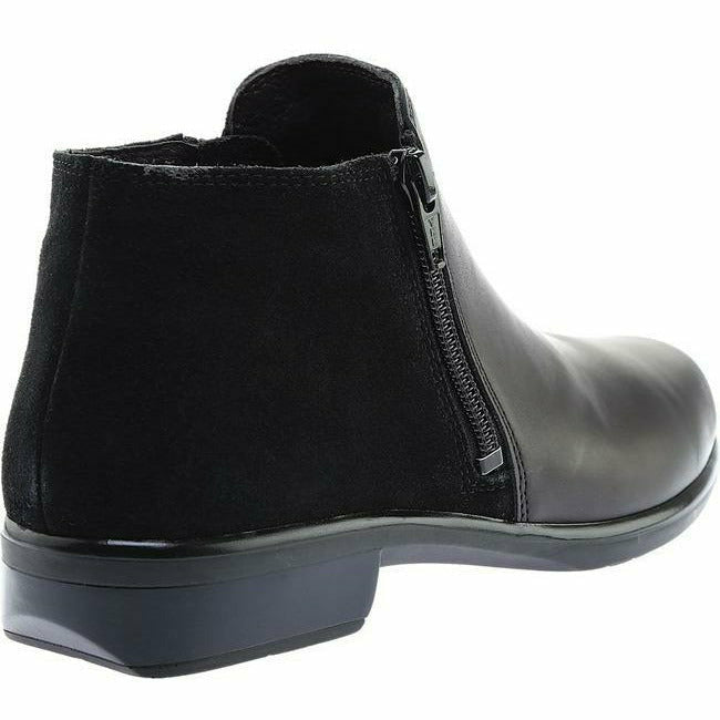 Naot Women's Padded Double Zippers Ankle Boot Black/Black Leather NAOT FOOTWEAR Roderer Shoe Center